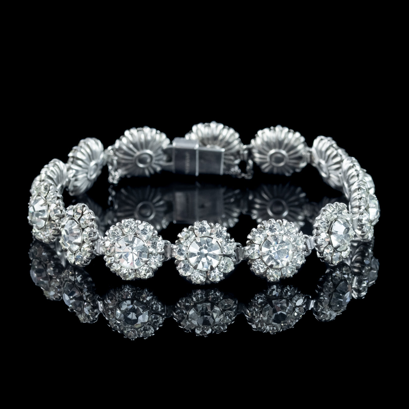 Antique Edwardian Paste Floral Bracelet Silver