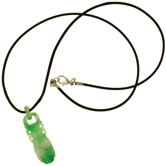Art Deco Chinese Carved Jade Devil's Work Urn Pendant