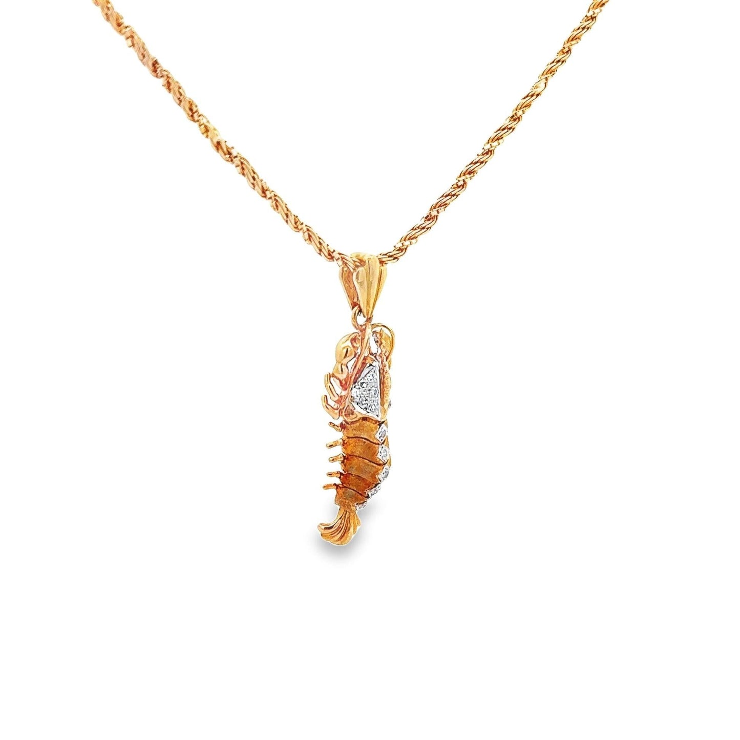 18K Gold Diamond Lobster Pendant