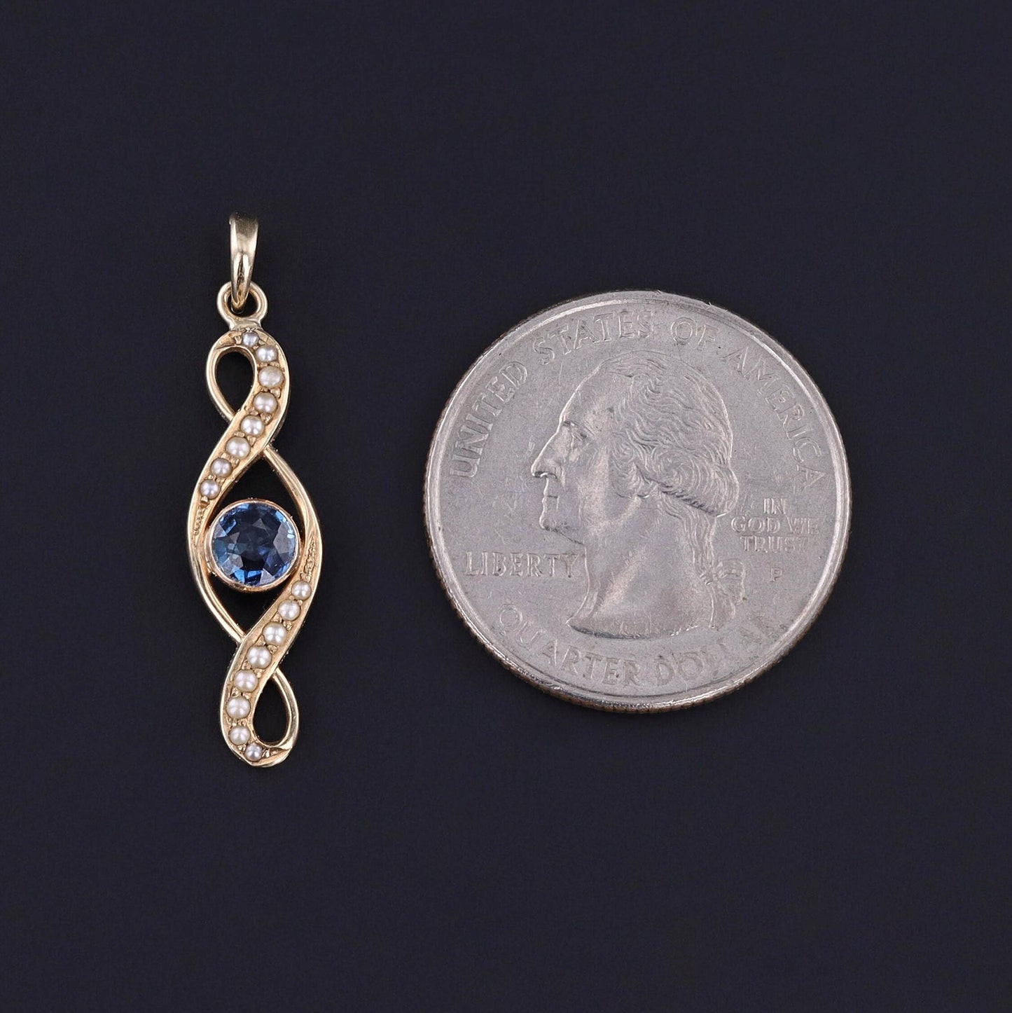 Antique Sapphire and Pearl Pendant of 14k Gold